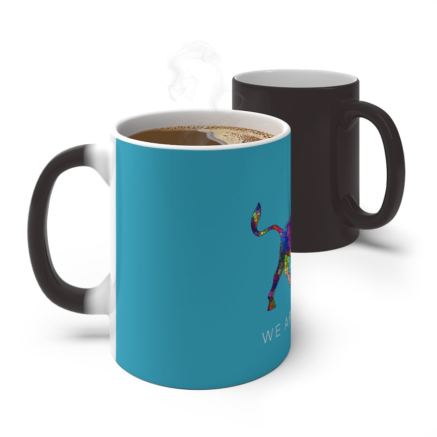 Turquoise Color Changing Mug with Mosaic Bull