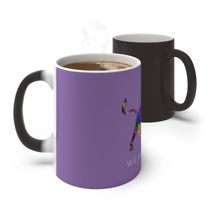 Purple Color Changing Mug with Mosaic Bull