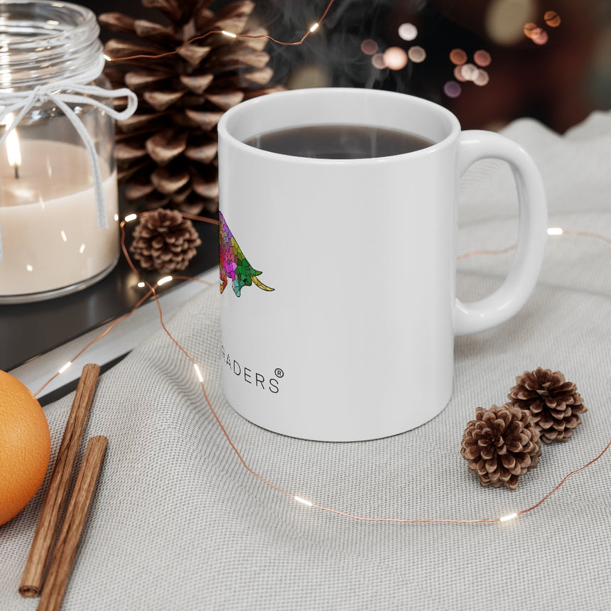 White Mosaic Bull Ceramic Mug 11oz