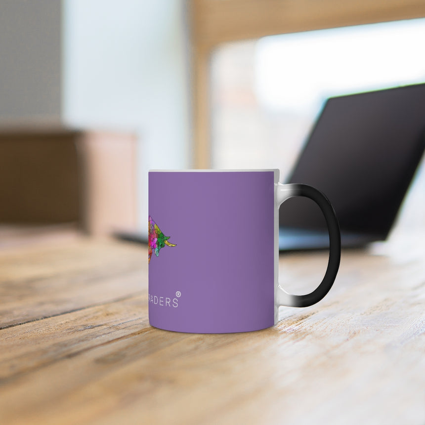 Purple Color Changing Mug with Mosaic Bull