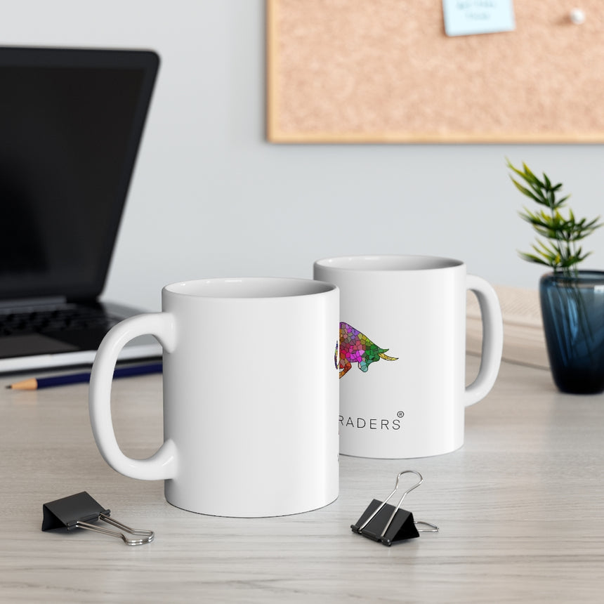 White Mosaic Bull Ceramic Mug 11oz