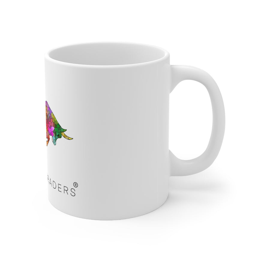 White Mosaic Bull Ceramic Mug 11oz