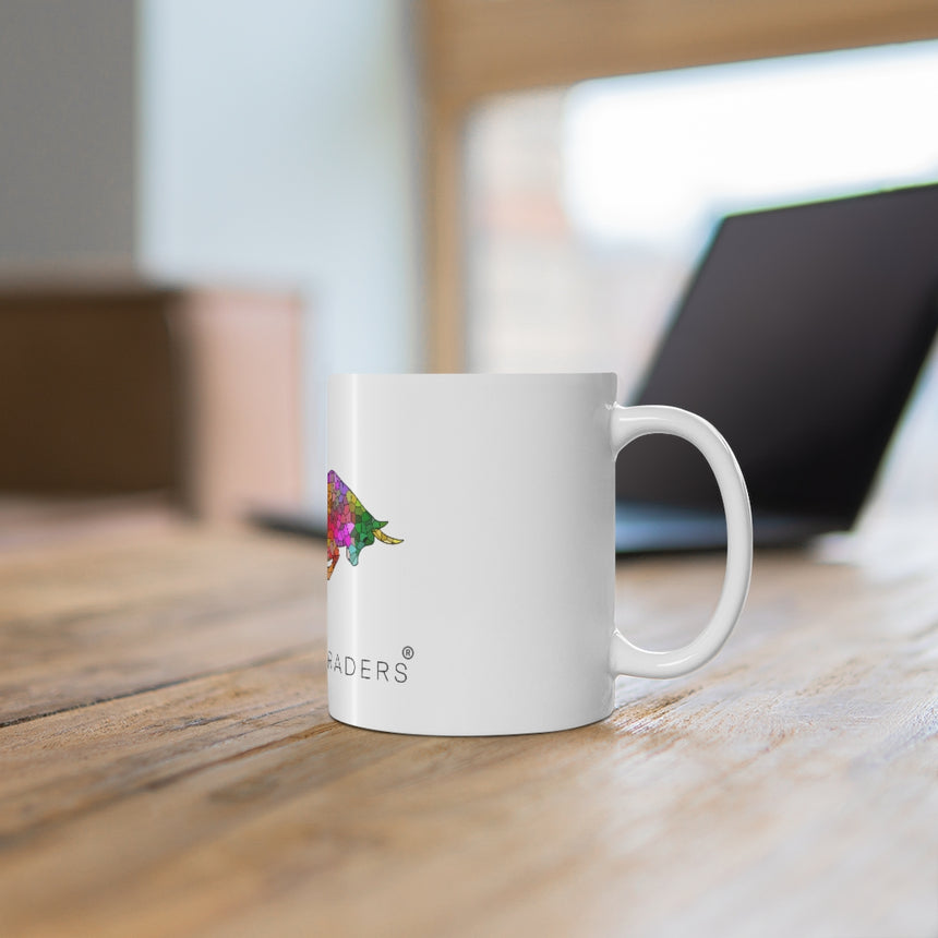White Mosaic Bull Ceramic Mug 11oz