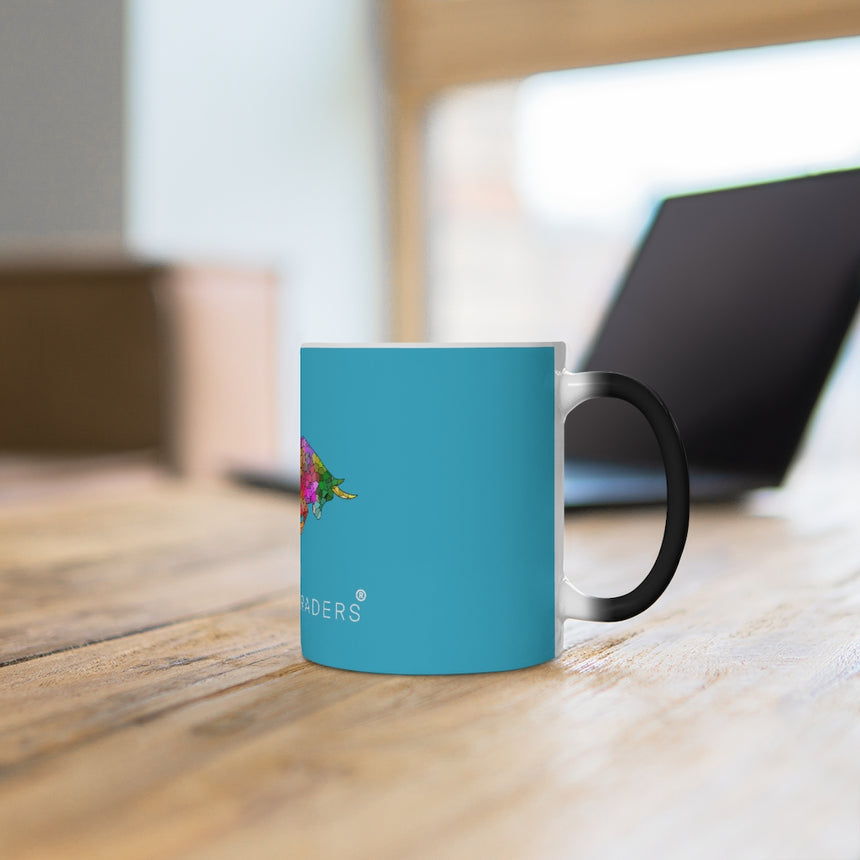 Turquoise Color Changing Mug with Mosaic Bull