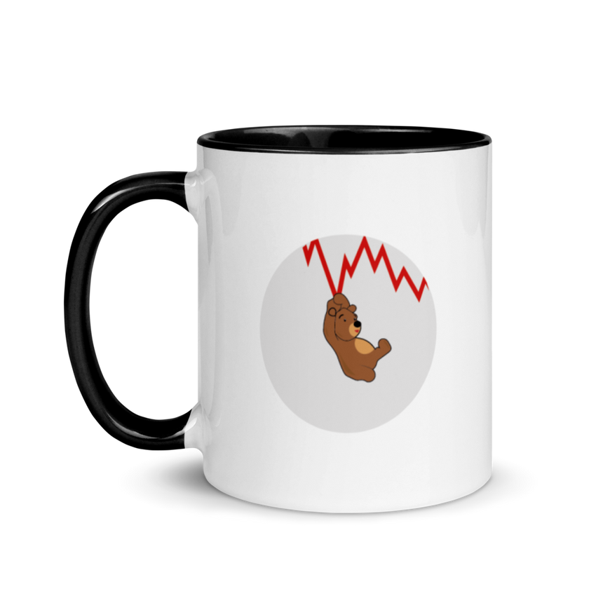 Bears on Chart white Mug - Black/ Red/ Blue/ Yellow