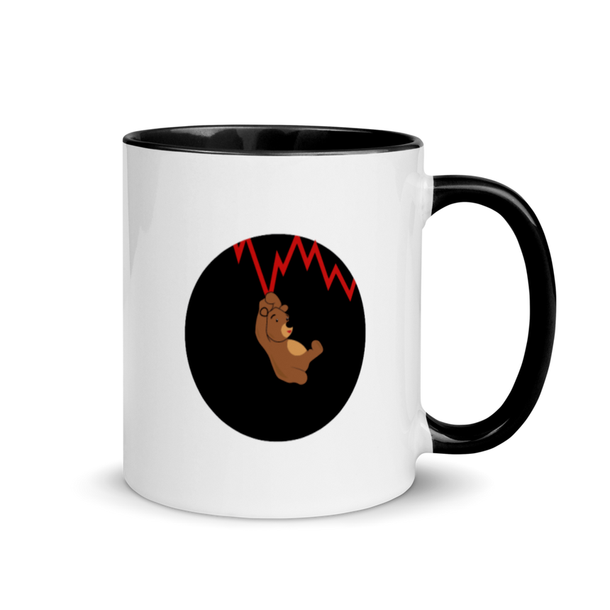 Bears on Chart white Mug - Black/ Red/ Blue/ Yellow