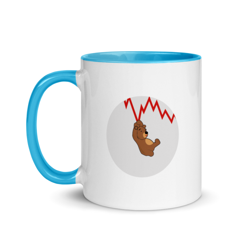 Bears on Chart white Mug - Black/ Red/ Blue/ Yellow
