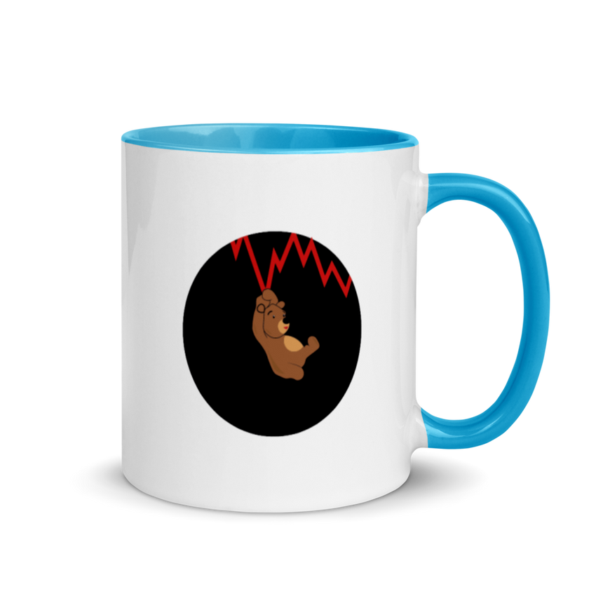 Bears on Chart white Mug - Black/ Red/ Blue/ Yellow