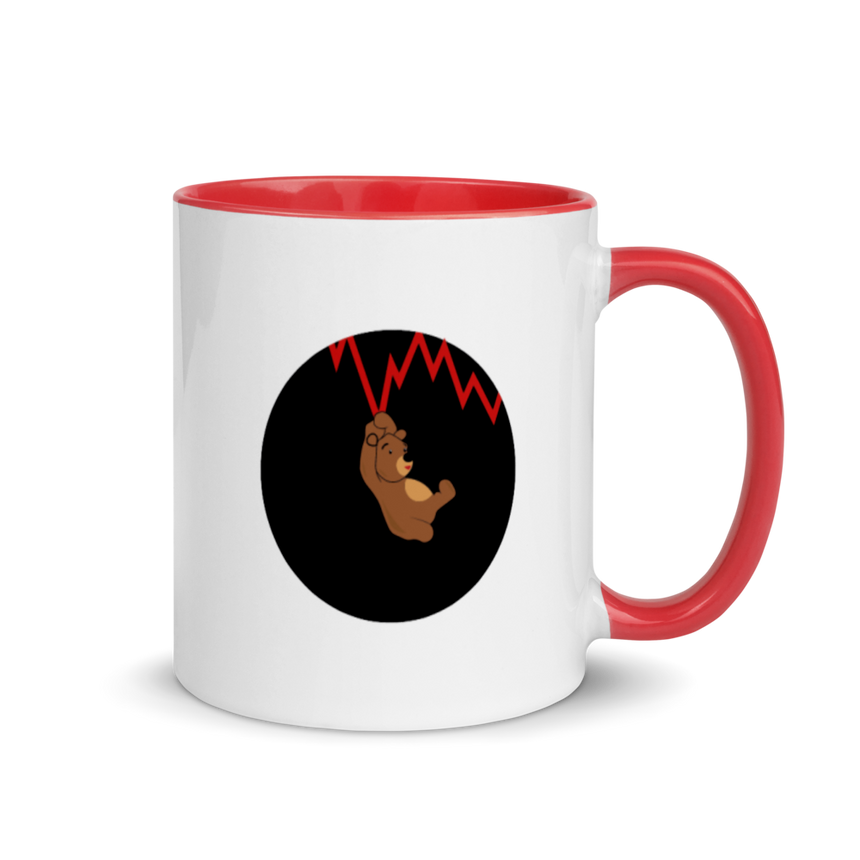 Bears on Chart white Mug - Black/ Red/ Blue/ Yellow