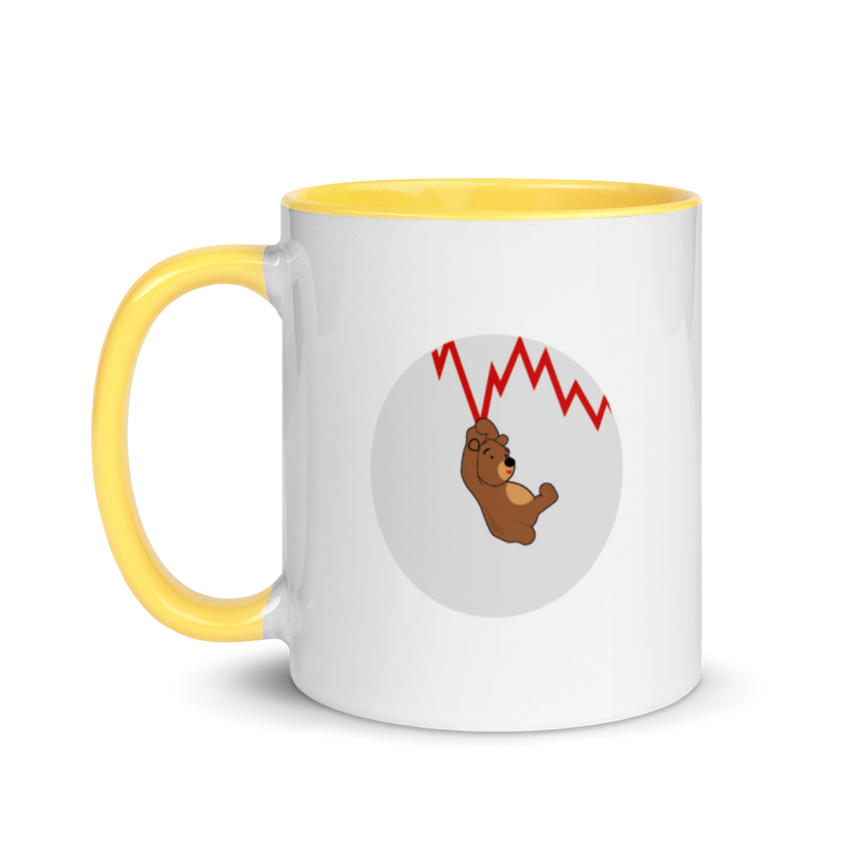 Bears on Chart white Mug - Black/ Red/ Blue/ Yellow
