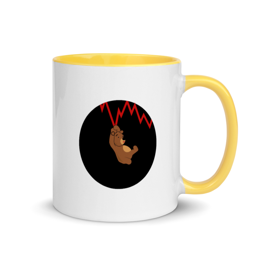Bears on Chart white Mug - Black/ Red/ Blue/ Yellow